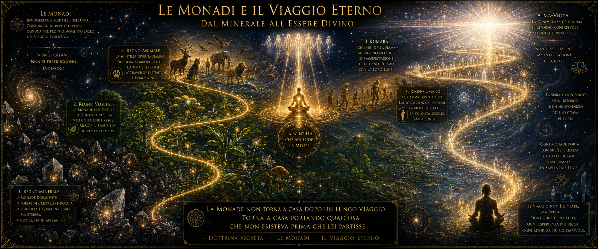 Le Monadi e il Viaggio Eterno — Dal Minerale all'Essere Divino